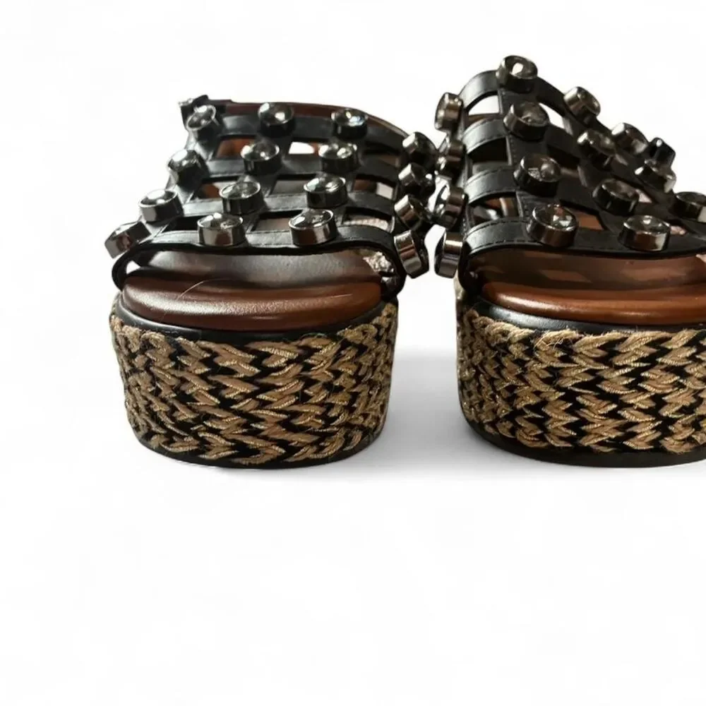 Cafenoir Chunky Platform Black Rhinestone Sandals